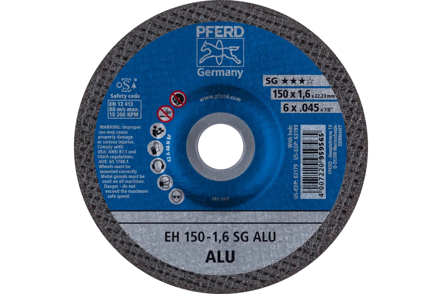 Picture of Pferd Cut-Off Wheel, 6" X .045 X 7/8, Sg Alu, T27, Aluminum Oxide
